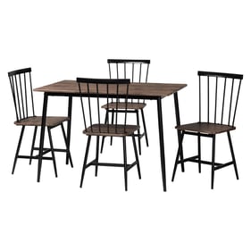 Baxton Studio Cardinal Dark Brown Black 5pc Metal Dining Set