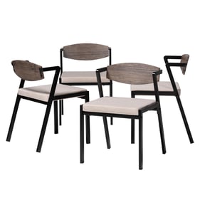 4 Baxton Studio Revelin Beige Dark Brown Black Dining Chairs