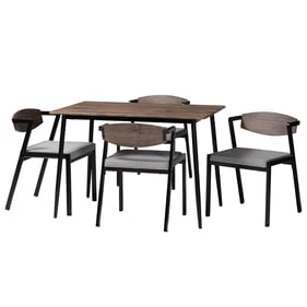 Baxton Studio Revelin Grey Dark Brown Black 5pc Metal Dining Set