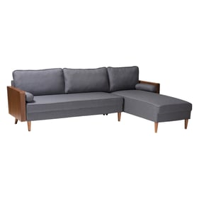 Baxton Studio Harleson Grey Walnut Brown Right Sectional