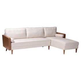 Baxton Studio Harleson Light Beige Walnut Brown Right Sectional