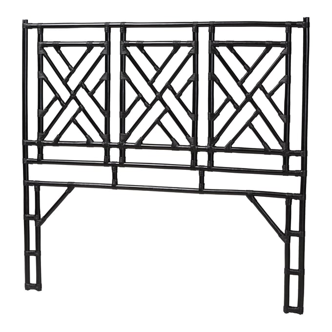 Baxton Studio Bali Pari Karavo Black Queen Standalone Headboard BAX-KARAVO-W162-BLACK-HB-QN