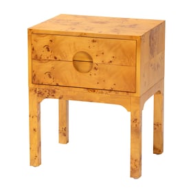 Baxton Studio Bali Pari Kayla Natural Light Burl Nightstand