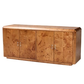 Baxton Studio Bali Pari Valora Natural Burl 4 Door Sideboard Buffet