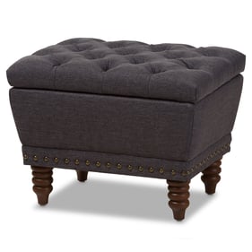 Baxton Studio Annabelle Dark Grey Fabric Upholstered Storage Ottoman