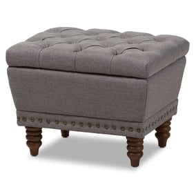 Baxton Studio Annabelle Light Grey Fabric Upholstered Storage Ottoman