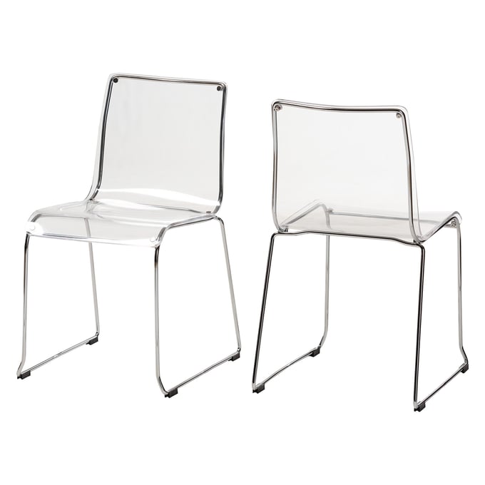 2 Baxton Studio Lino Clear Acrylic Transparent Dining Chairs BAX-CC-53-CLEAR