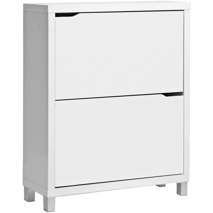 Baxton Studio Simms Modern White Wood Shoe Cabinet BAX-FP-2OUS-WHITE