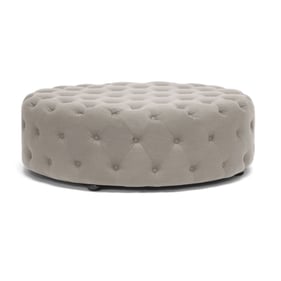 Baxton Studio Cardiff Beige Fabric Round Tufted Ottoman