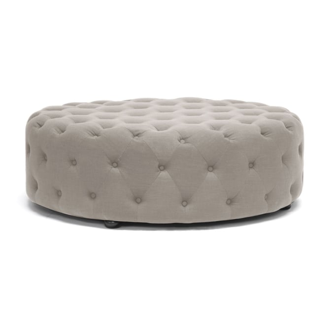 Baxton Studio Cardiff Beige Fabric Round Tufted Ottoman BAX-501-BEIGE-OTTO