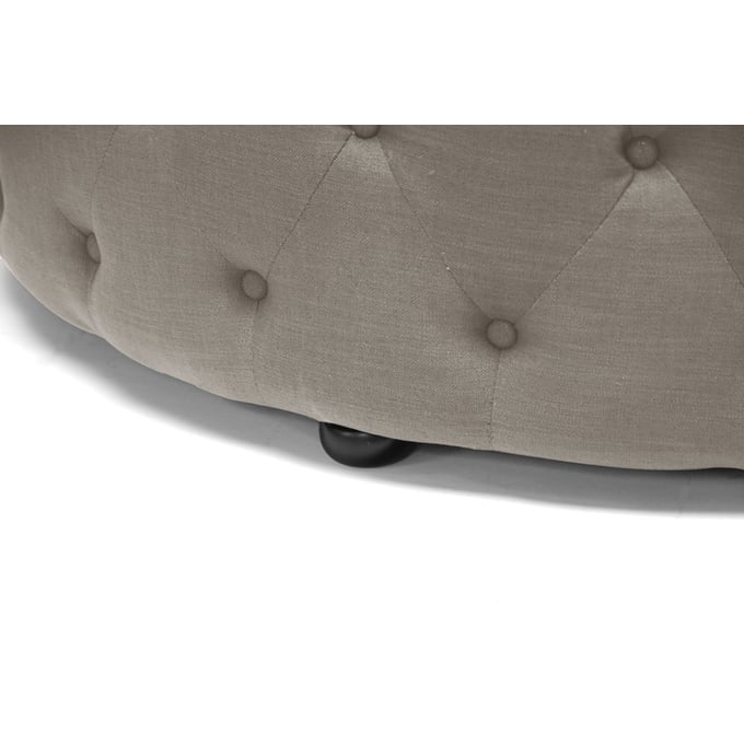 Baxton Studio Cardiff Beige Fabric Round Tufted Ottoman The