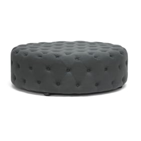 Baxton Studio Cardiff Grey Fabric Round Tufted Ottoman