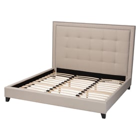 Baxton Studio Hirst Light Beige Fabric King Platform Bed