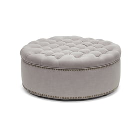 Baxton Studio Iglehart Beige Fabric Round Tufted Ottoman