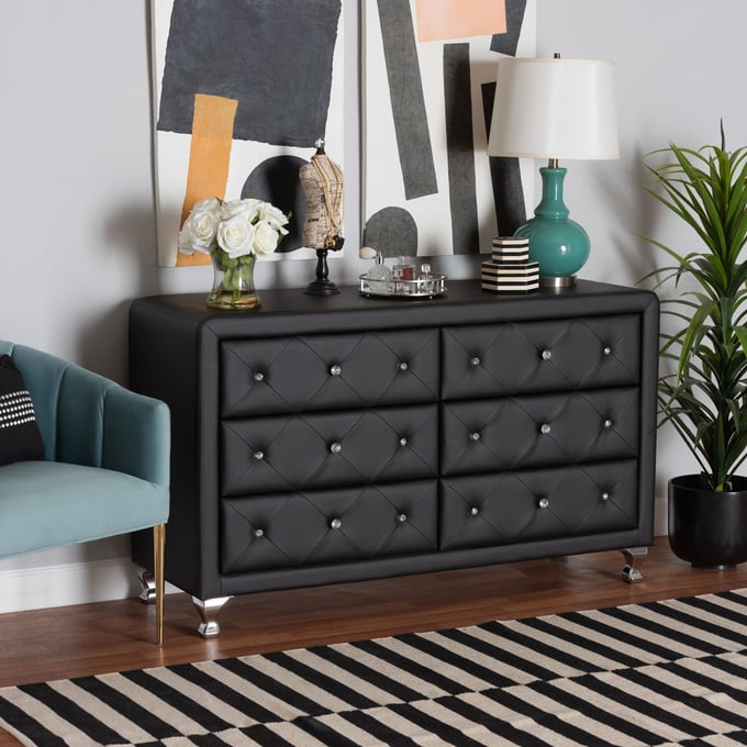 Black on sale leather dresser