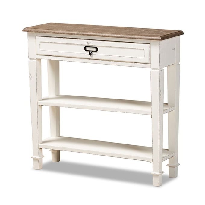 Baxton Studio Dauphine White 2 Shelves Accent Console Table The