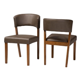 2 Baxton Studio Montreal Grey Faux Leather Dining Chairs