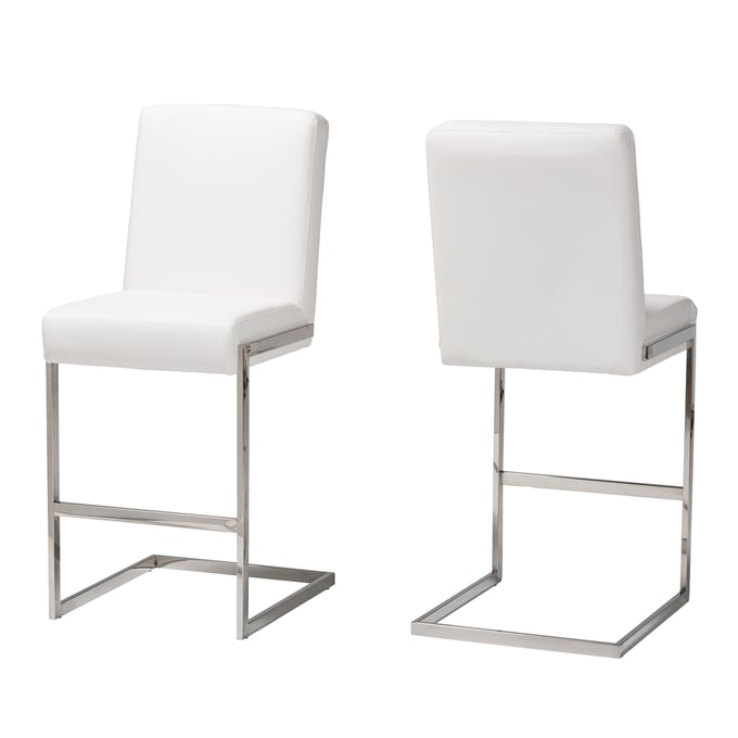 2 Baxton Studio Toulan White Faux Leather Upholstered Bar Stools BAX-GY-BC180715-WHITE