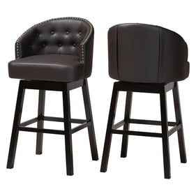 2 Baxton Studio Avril Brown Faux Leather Tufted Back Swivel Barstools