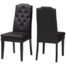 2 Baxton Studio Dylin Black Faux Leather Button Tufted Back Dining Chairs