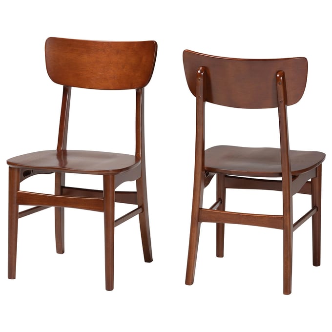 2 Baxton Studio Netherlands Walnut Brown Wood Dining Side Chairs BAX-RT365-CHR