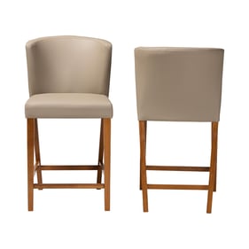 2 Baxton Studio Olivia Grey Faux Leather Upholstered Pub Stools