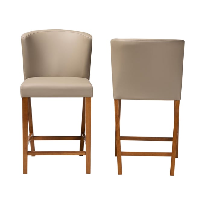 2 Baxton Studio Olivia Grey Faux Leather Upholstered Pub Stools BAX-RT325-STL-GREY