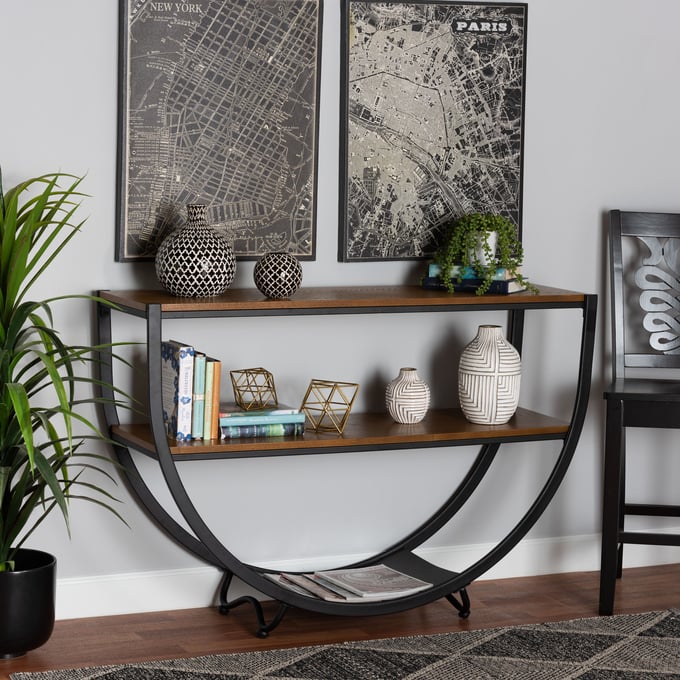 Baxton Studio Blakes Black Wood 2 Shelves Console Table The