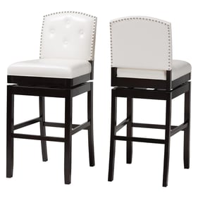 2 Baxton Studio Ginaro White Faux Leather Upholstered Swivel Bar Stools