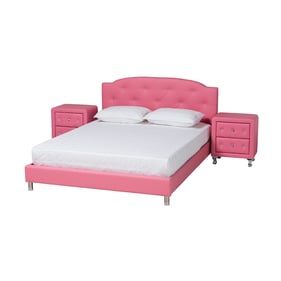 Baxton Studio Canterbury Pink Silver 3pc Full Bedroom Set