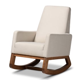 Baxton Studio Yashiya Light Beige Fabric Upholstered Rocking Chair