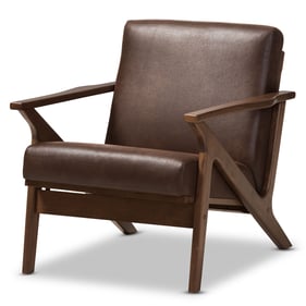 Baxton Studio Bianca Dark Brown Faux Leather Lounge Chair