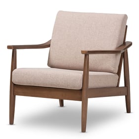 Baxton Studio Venza Light Brown Fabric Upholstered Lounge Chair