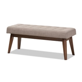 Baxton Studio Elia Light Grey Fabric Button Tufted Bench