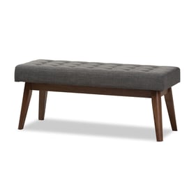 Baxton Studio Elia Dark Grey Fabric Button Tufted Bench