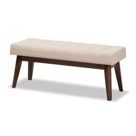 Baxton Studio Elia Light Beige Fabric Button Tufted Bench