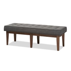 Baxton Studio Lucca Dark Grey Fabric Button Tufted Bench