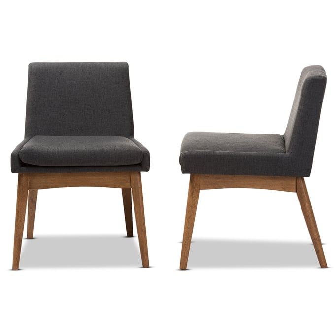 2 Baxton Studio Nexus Dark Grey Fabric Dining Side Chairs The