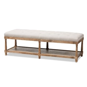 Baxton Studio Celeste Beige Fabric Upholstered Ottoman Bench