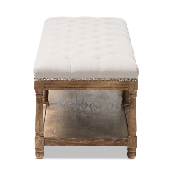 Baxton Studio Celeste Beige Fabric Upholstered Ottoman Bench The