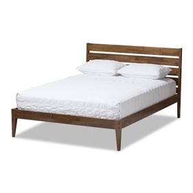 Baxton Studio Elmdon Walnut Wood Slatted Headboard King Platform Bed