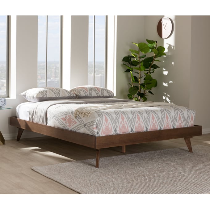 Baxton Studio Jacob Walnut Brown Wood Queen Bed Frame The Classy