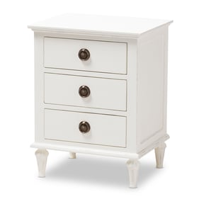 Baxton Studio Venezia White Wood 3 Drawers Night Stand