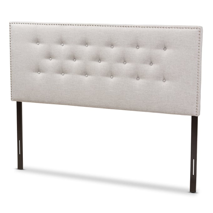 Baxton Studio Windsor Greyish Beige Fabric Upholstered King Headboard BAX-BBT6691-GYBG-KHB-H121714