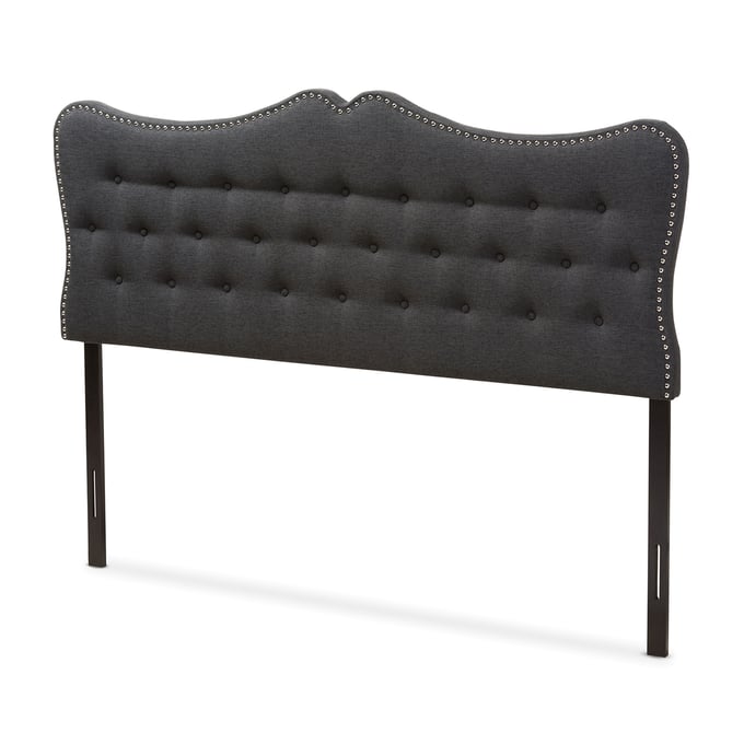 Baxton Studio Emma Dark Grey Fabric Upholstered Queen Headboard