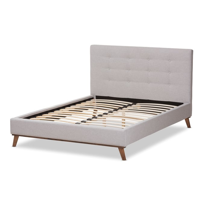 Baxton Studio Valencia Greyish Beige Fabric Full Platform Bed BAX-BBT6662-GREYISH-BEIGE-FULL