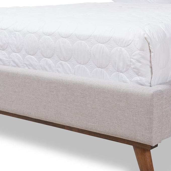 Baxton Studio Valencia Greyish Beige Fabric Queen Platform Bed