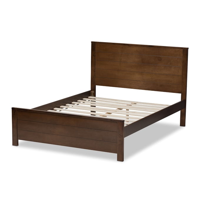 Baxton Studio Catalina Walnut Brown Wood Full Platform Bed BAX-HT1702-WALNUT-BROWN-FULL