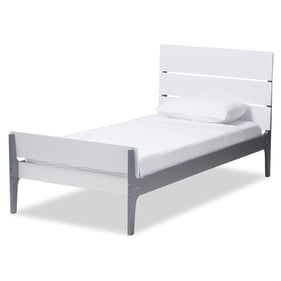 Baxton Studio Nereida White Grey Wood Twin Platform Bed