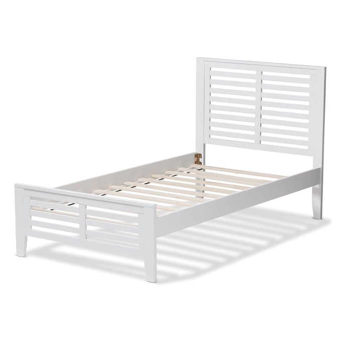 Baxton Studio Sedona White Wood Twin Platform Bed BAX-HT1704-WHITE-TWIN